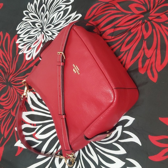 Coach Pennie Cherry Red Leather Shoulder Crossbody Bag - Picture 2 of 8